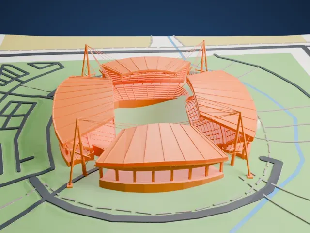 Jeonju World Cup Stadium model, South view