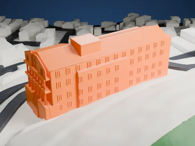 Jerome Grand Hotel model, West view
