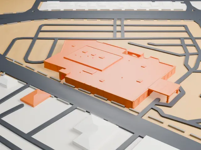 Jerry's Nugget model, East view