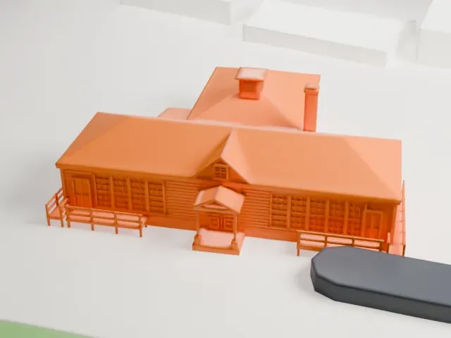 Jerusalem District No. 5 Schoolhouse model, East view
