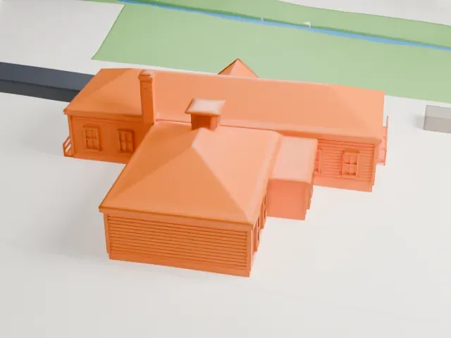 Jerusalem District No. 5 Schoolhouse model, West view