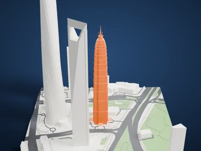 Jin Mao Tower model, East view