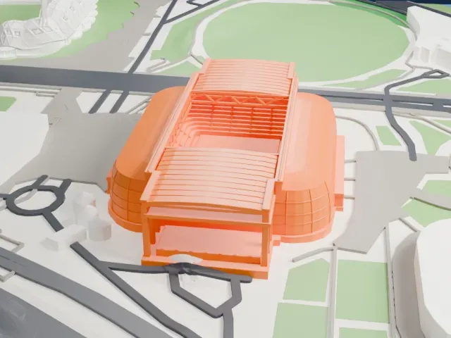 John Cain Arena model, North view