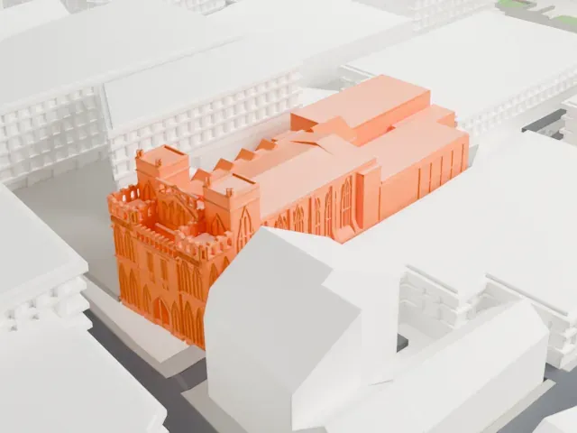 John Rylands Research Institute and Library model, East view