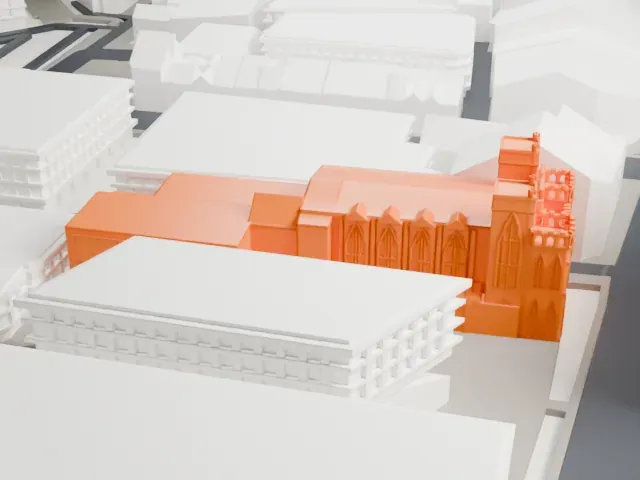 John Rylands Research Institute and Library model, South view