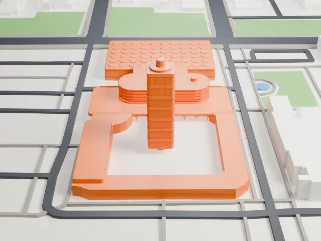 Johnson Wax Headquarters model, North view