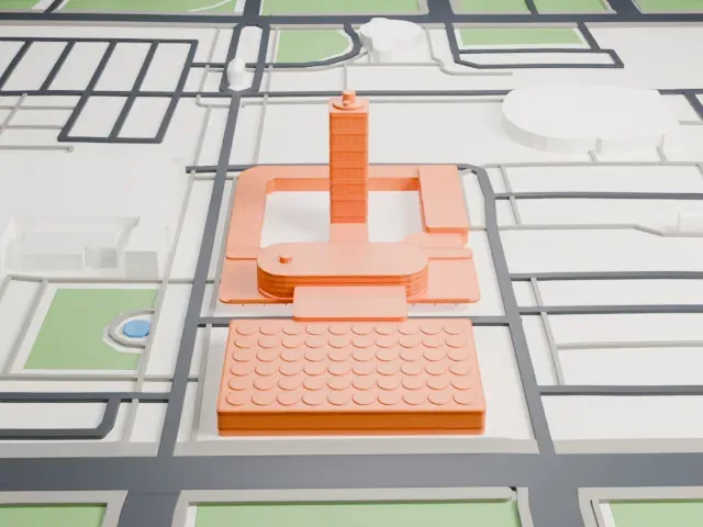 Johnson Wax Headquarters model, South view