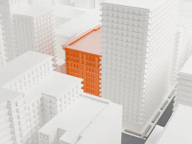Judge Building model, East view
