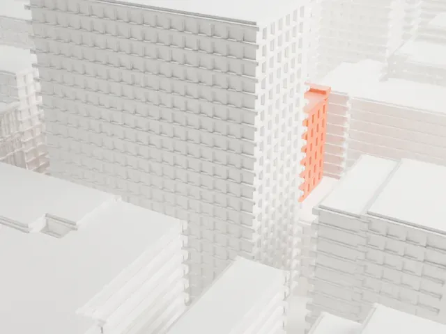 Judge Building model, North view