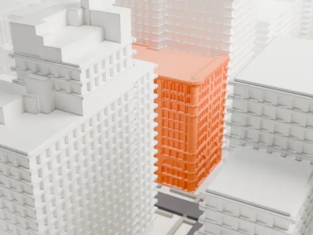 Judge Building model, South view
