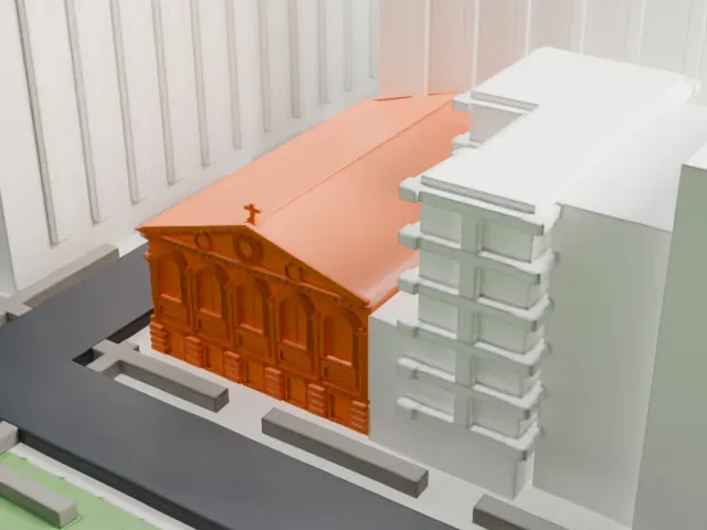 Judson Memorial Church model, North view
