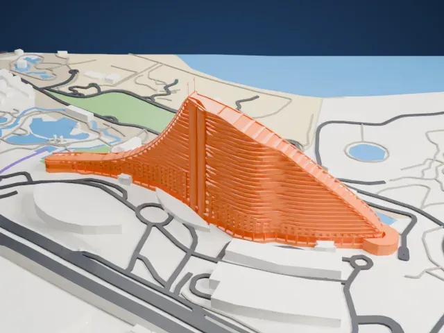 Jumeirah Beach Hotel model, East view