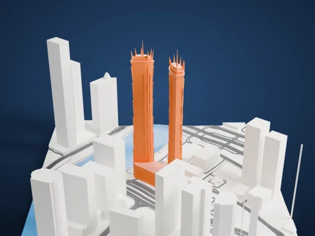 JW Marriott Marquis Dubai model, East view