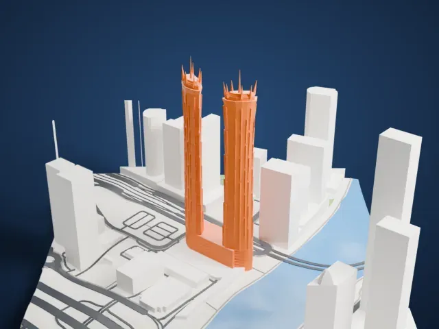 JW Marriott Marquis Dubai model, West view