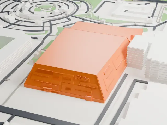 Jyske Bank Boxen model, East view