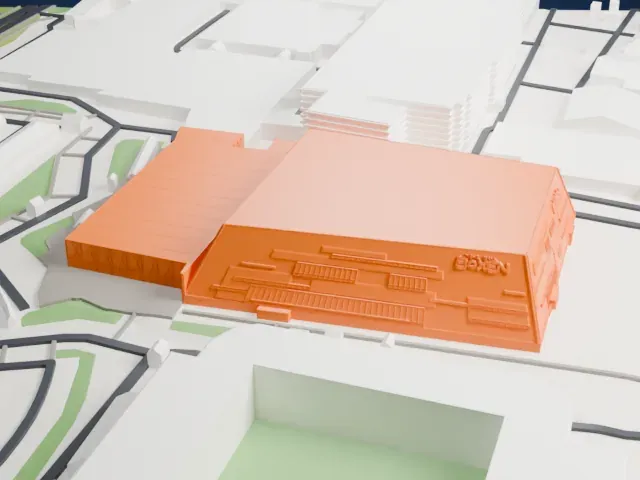 Jyske Bank Boxen model, South view