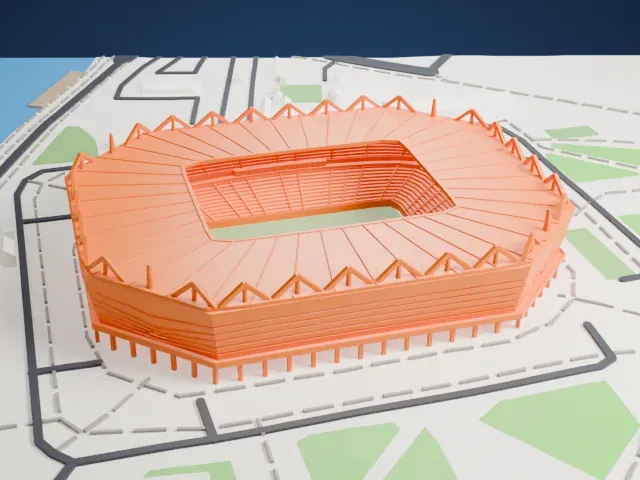 Kaliningrad Stadium model, East view