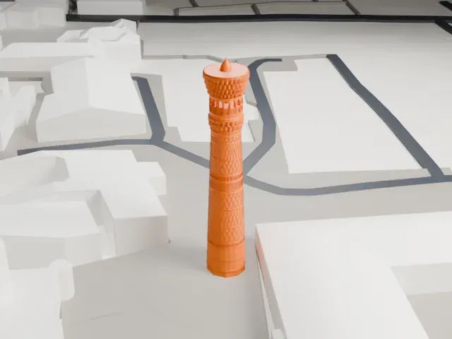 Kalyan Minaret model, North view