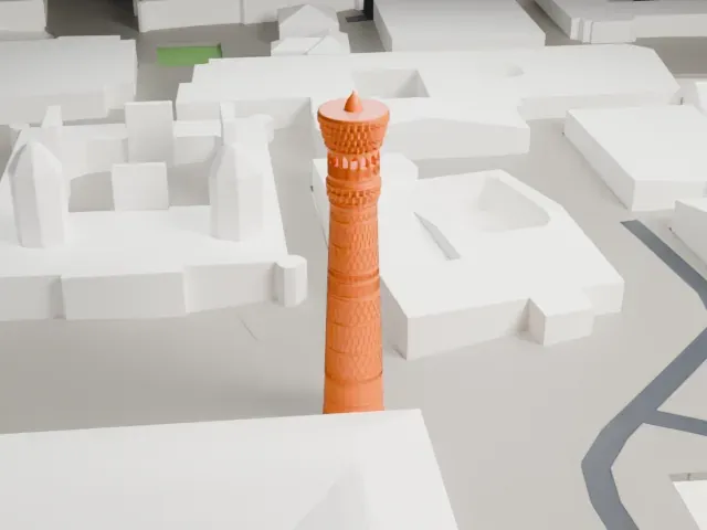 Kalyan Minaret model, West view