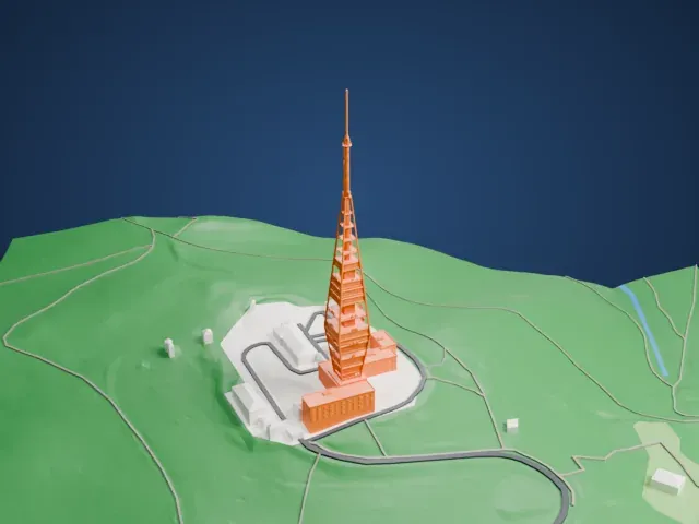 Kamzík TV Tower model, East view