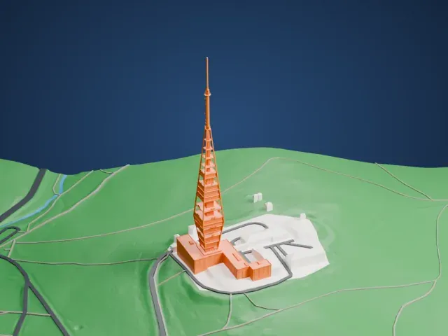 Kamzík TV Tower model, North view