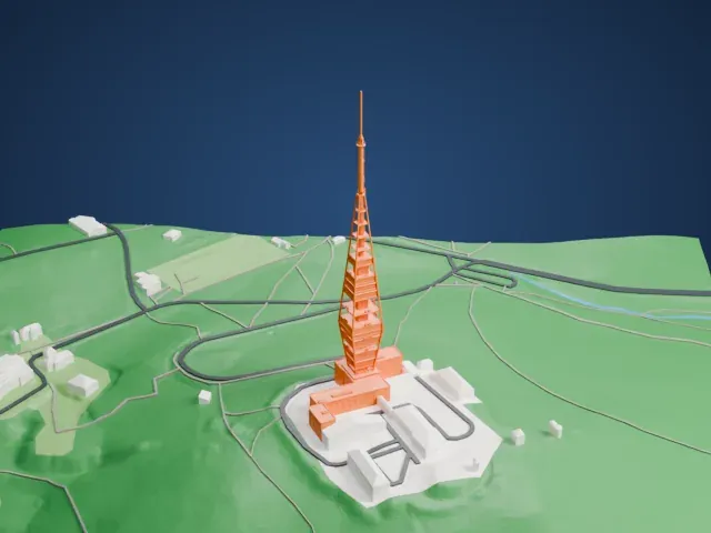 Kamzík TV Tower model, West view
