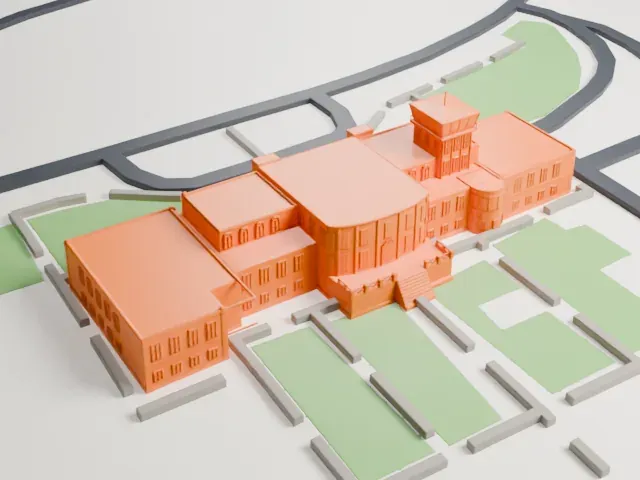 Kansas Aviation Museum model, South view