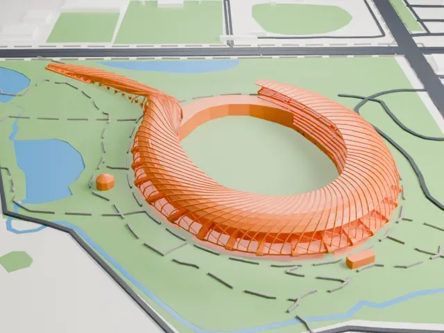 Kaohsiung National Stadium model, North view