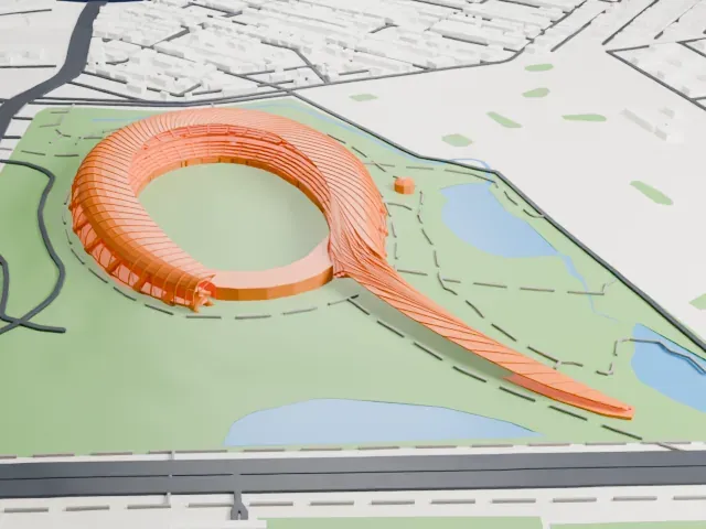 Kaohsiung National Stadium model, South view
