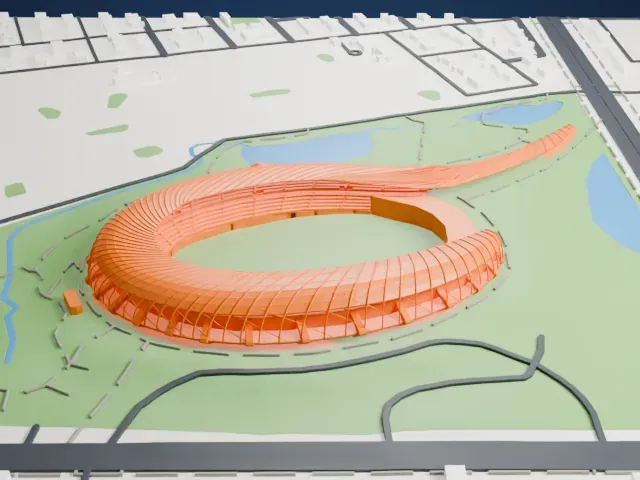 Kaohsiung National Stadium model, West view
