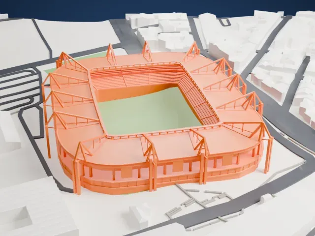 Karaiskakis Stadium model, South view
