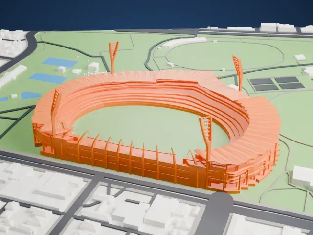 Kardinia Park (stadium) model, East view