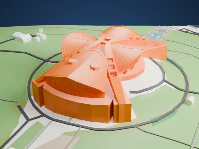 Karen Demirchyan Complex model, East view