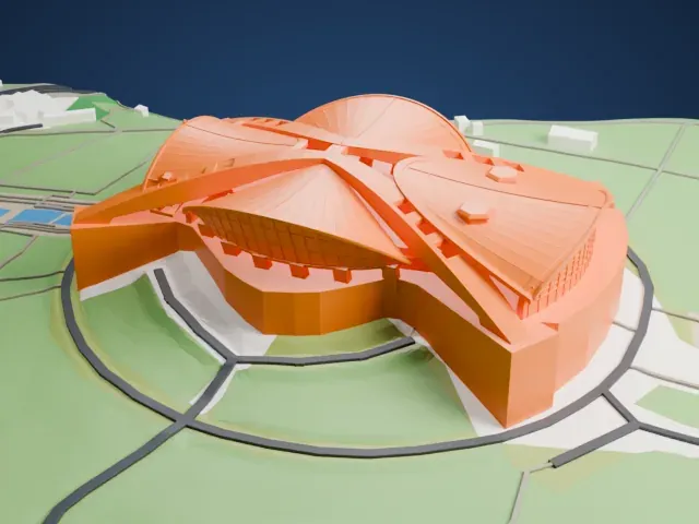 Karen Demirchyan Complex model, South view