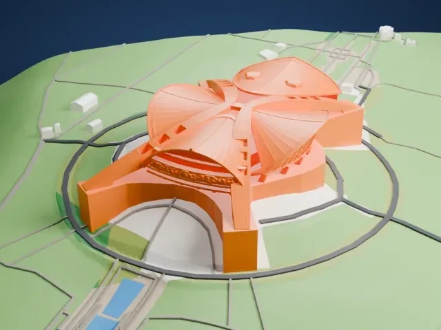 Karen Demirchyan Complex model, West view