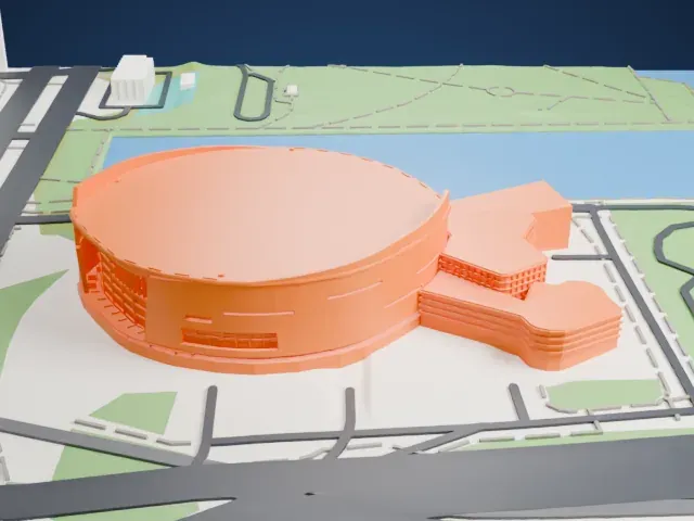 Kaseya Center model, South view