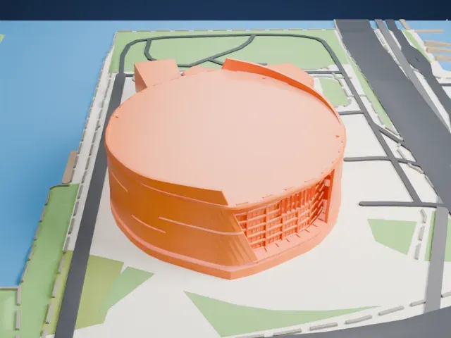 Kaseya Center model, West view