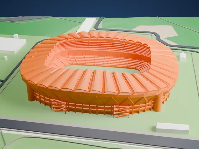 Kashima Soccer Stadium model, East view