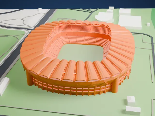 Kashima Soccer Stadium model, North view