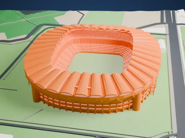 Kashima Soccer Stadium model, South view