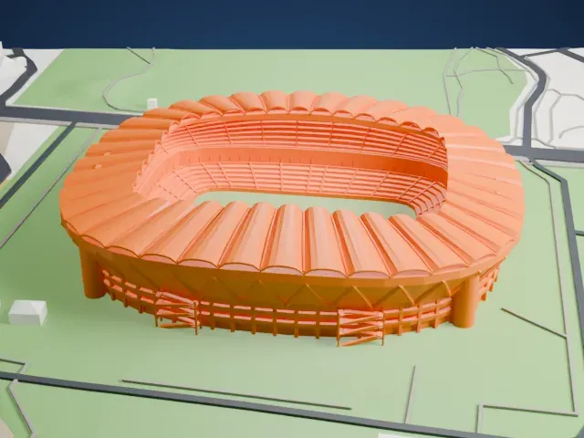 Kashima Soccer Stadium model, West view