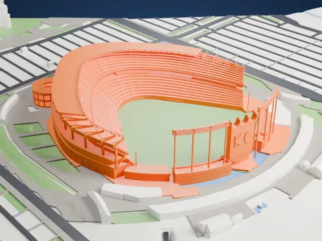 Kauffman Stadium model, East view