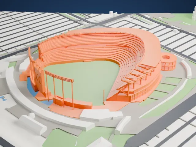 Kauffman Stadium model, North view