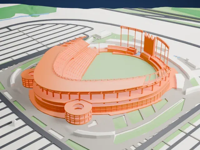 Kauffman Stadium model, South view