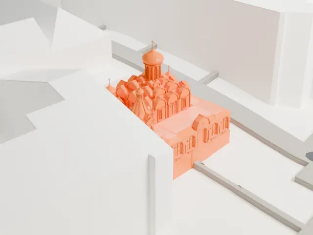 Kazan Cathedral, Moscow model, West view