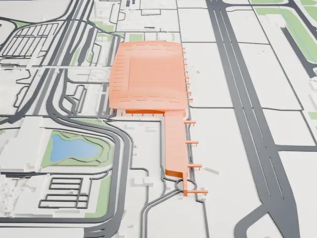 Kempegowda International Airport Terminal 1 model, East view