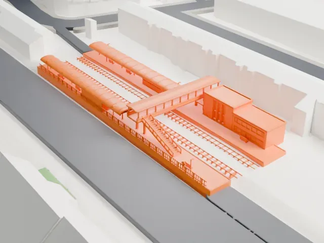 Kensington (Olympia) station model, North view