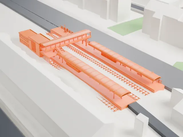 Kensington (Olympia) station model, South view