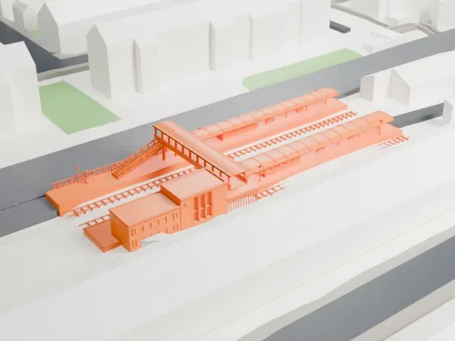 Kensington (Olympia) station model, West view