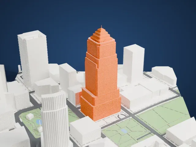 Key Tower model, East view